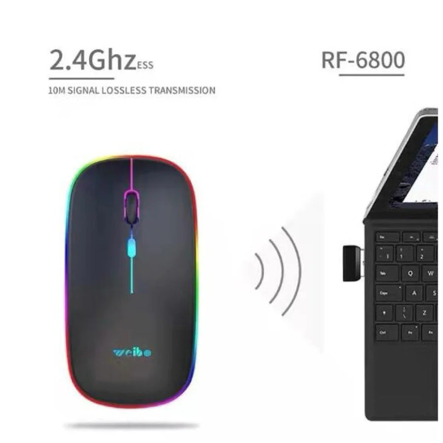 Mouse Sem Fio RGB Recarregável