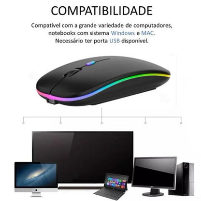 Mouse Sem Fio RGB Recarregável