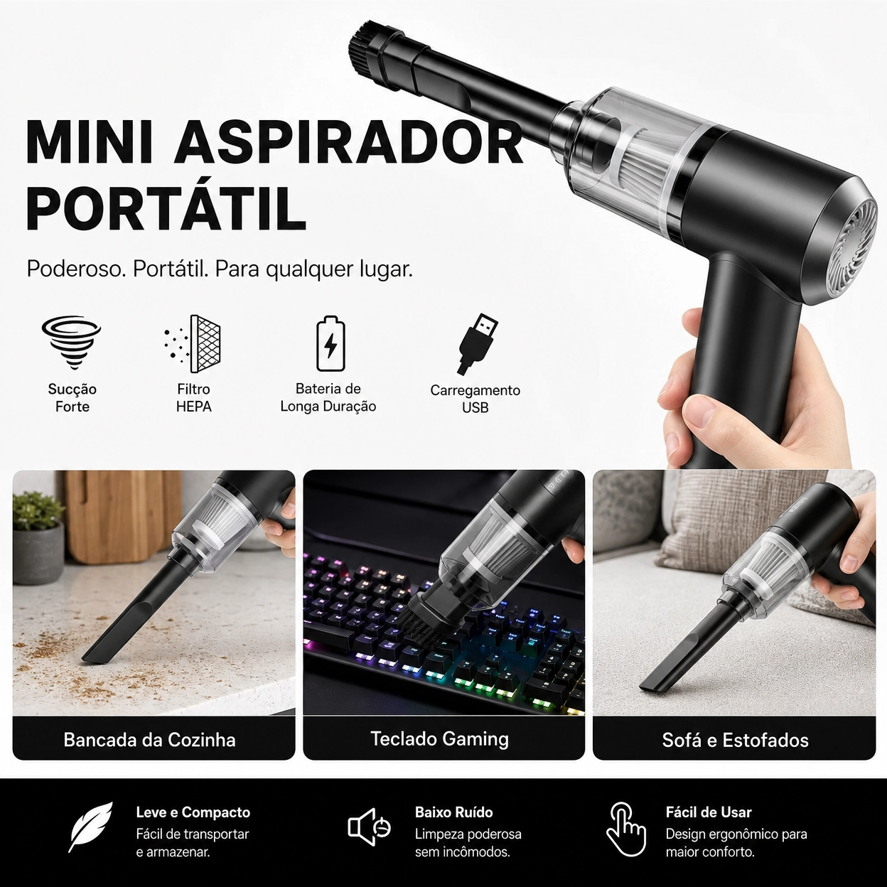 Mini Aspirador AirFlow 3 em 1